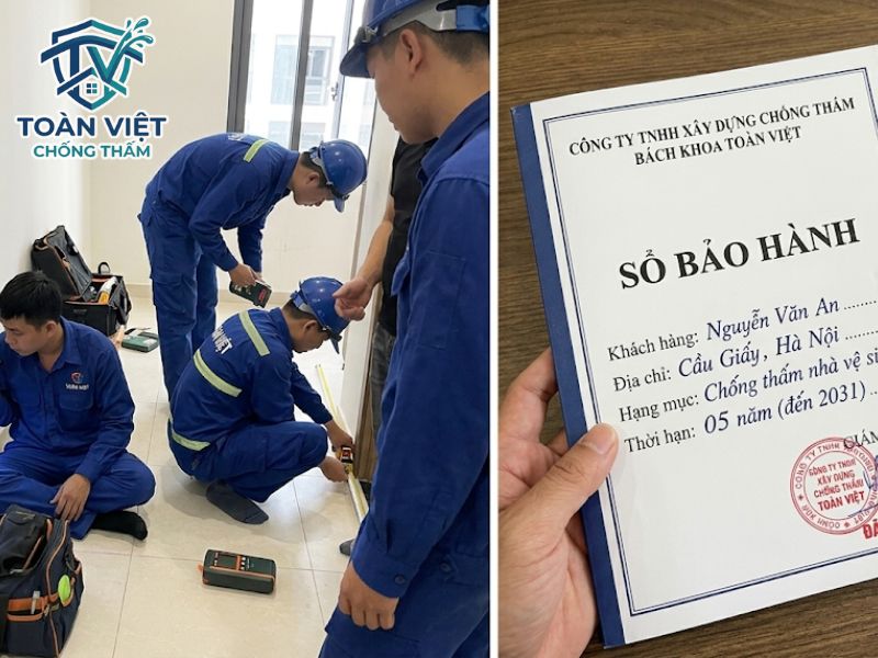 Chống thấm nhà vệ sinh không cần đục gạch có bền không? 11 Đội ngũ kỹ sư của Toàn Việt khảo sát miễn phí tận nơi và cam kết bảo hành chống thấm từ 3 - 5 năm bằng hợp đồng rõ ràng