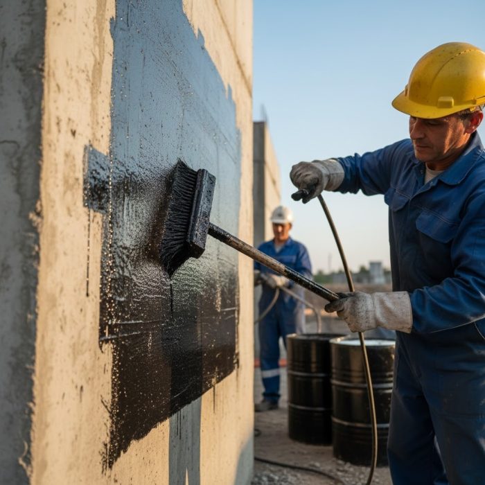 MC70 thường được quét hoặc phun lên móng nhà, chân tường, sàn bê tông