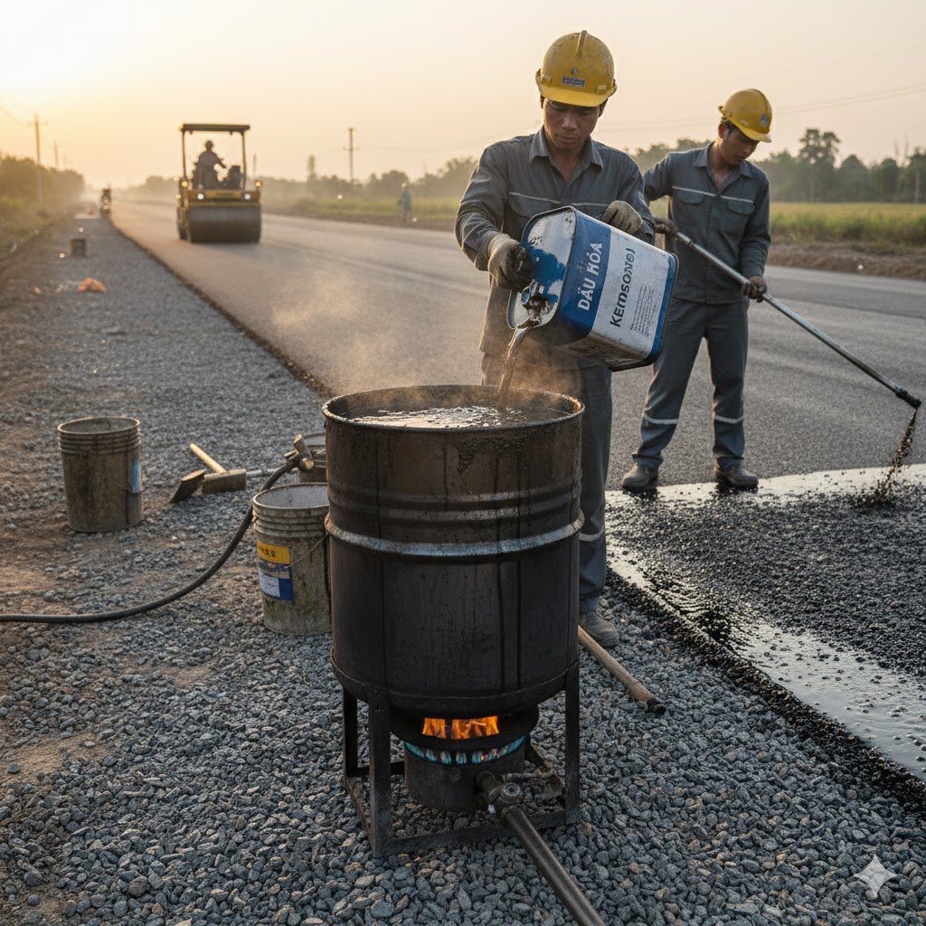 Kết hợp dầu hỏa với nhựa đường để làm gì?