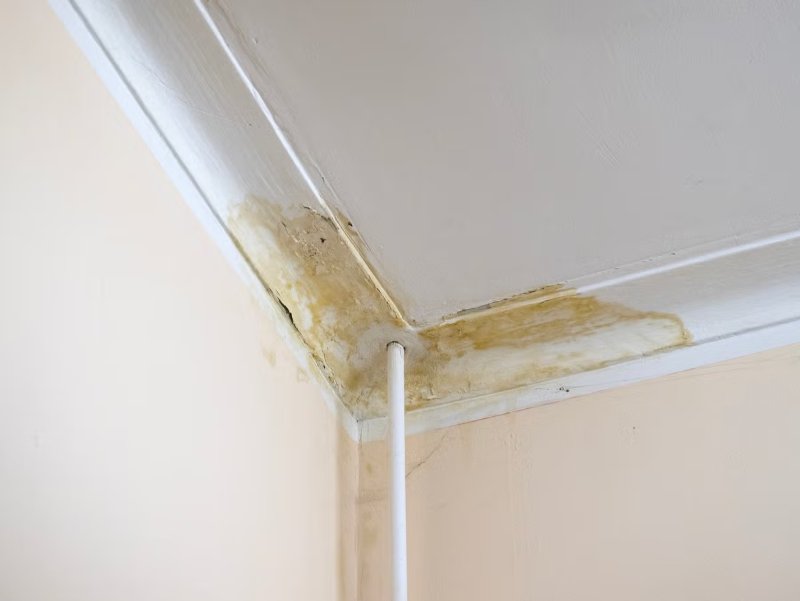 Hướng dẫn cách chống dột mái ngói đơn giản hiệu quả 2026 1 Dấu hiệu trần nhà bị ố vàng mốc do mái ngói bị dột