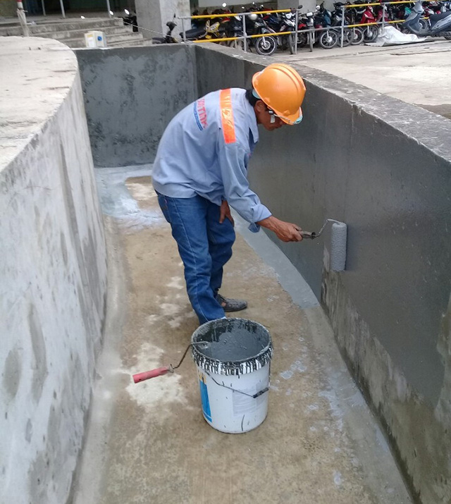 Chống thấm bồn cây bằng sản phẩm gốc xi măng