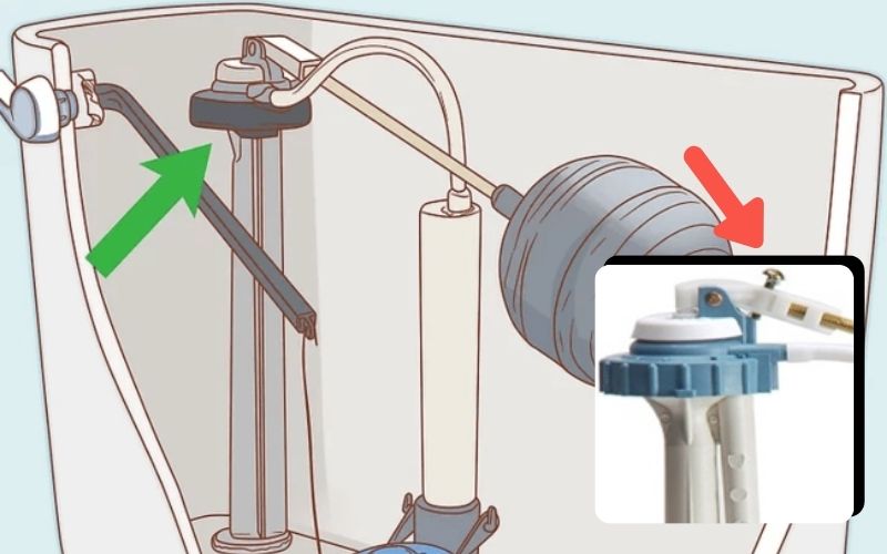 Bồn cầu bị rỉ nước: Nguyên nhân & Cách khắc phục hiệu quả 4 Điều chỉnh lại phao nước bồn cầu đúng vị trí