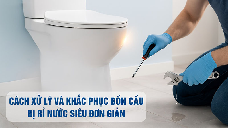 Bồn cầu bị rỉ nước: Nguyên nhân & Cách khắc phục hiệu quả 8 Xử lý vị trí rò rỉ nước giữa bồn cầu và sàn nhà vệ sinh