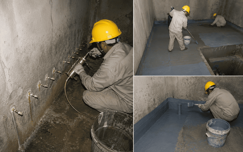 quy trình kỹ thuật viên Chống Thấm Toàn Việt tiêm PU và phủ Penetron hố pit