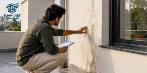 Kỹ sư Toàn Việt khảo sát phương án chống thấm dột miễn phí tại quận Tây Hồ
