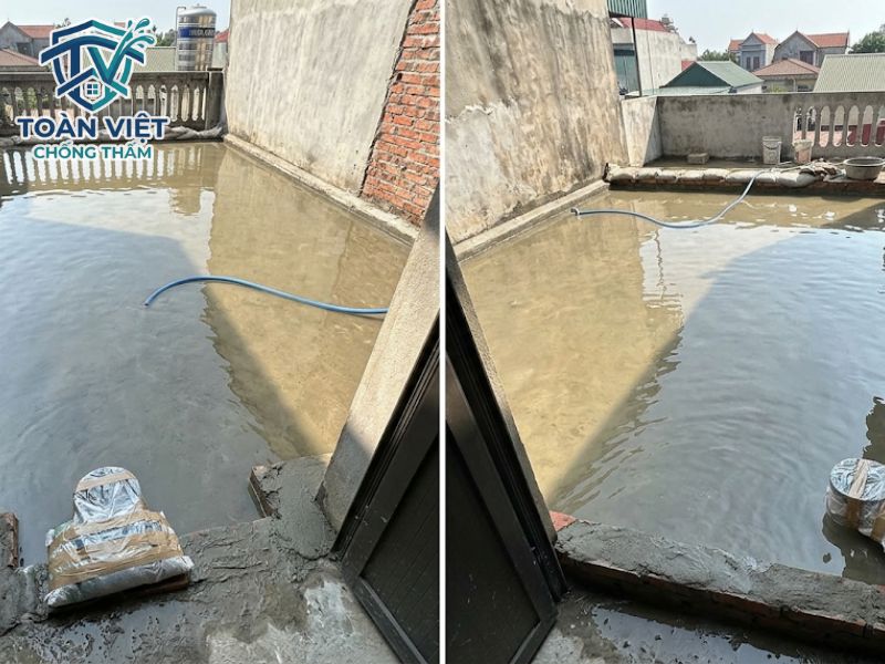 Chống thấm sân thượng đã lát gạch: Khi nào đập, khi nào giữ? 6 Bơm ngập nước và ngâm từ 24 - 48 giờ để nghiệm thu hiệu quả chống thấm