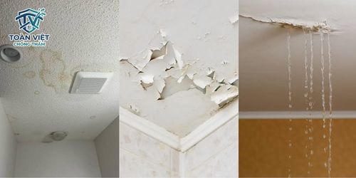 Các mức độ thấm dột trần nhà từ nhẹ đến nặng cần được xử lý sớm