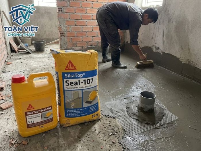 Cách chống thấm nhà vệ sinh bằng Sika 107 pha đúng định mức