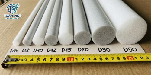 Phân loại đường kính mút xốp lót khe từ D6 đến D50 phù hợp cho từng độ rộng rãnh nứt